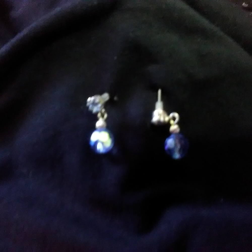 Small Dangle, Blue Earrings Pierced ear